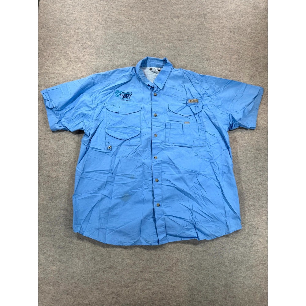 Columbia Super Bonehead Fishing Shirt Mens XL Blue Sloppy Joes Key West FM7130